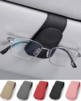 Auto Brillenhalter Sonnenblende Leder Schwarz Zubehör Ticket-Kartenclip