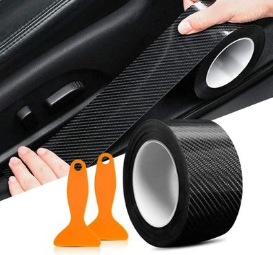 Hochglanz Carbon Folie Kohlefaser Aufkleber 5cm*10m Schwarz Autofolie Lackschutz