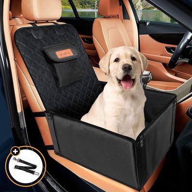 Auto Hundesitz für Kleine Mittlere Hunde, Verstärkt, Wasserdicht, Schwarz
