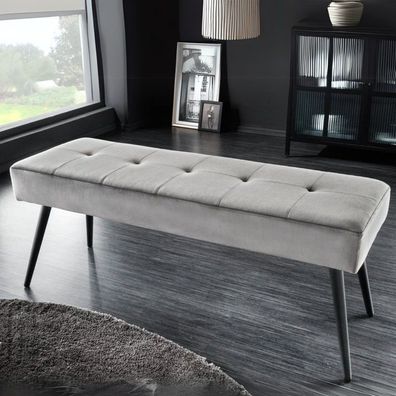 Moderne Sitzbank BELLE 100cm dunkel-grau Samt schwarzes Gestell