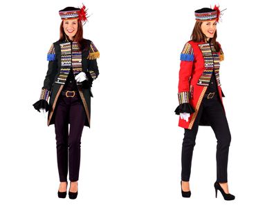 excl. Damen Frack rot o schwarz Mantel Gehrock Zirkus Dompteur Karneval Fasching