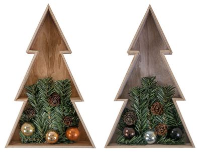 3D LED Holz-Weihnachtsbaum 28 cm Holztanne Weihnachten Leuchtbaum Tischdeko Echtholz