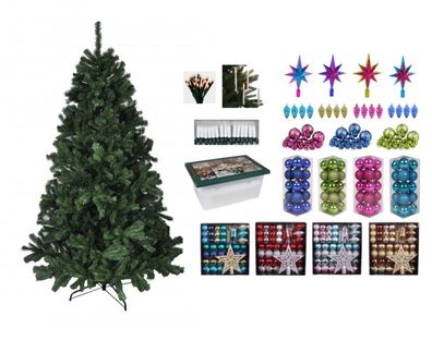 BURI® Weihnachtsbaum Weihnachtsbaumkugeln Baumschmuck Baumkerzen Lichterkette
