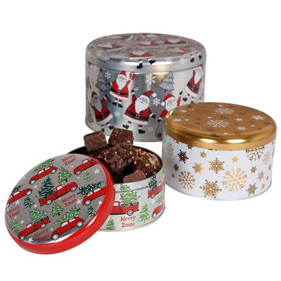 Weihnachts-Metalldosen-Set rund 4-teilig