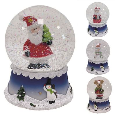 Schneekugel-Spieluhr mit Weihnachtsmelodie Weihnachtsmann Schneemann Winterdeko