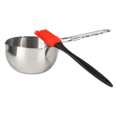 Marinade-Set 2 tlg. Marinadeschale Soßenschale Edelstahltopf Silikon Backpinsel