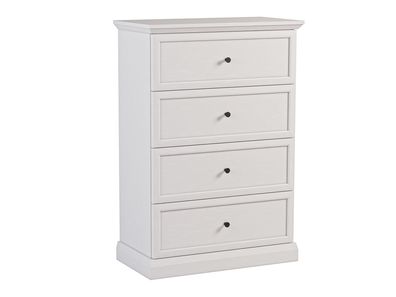 AX LIVING Kommode Schmal „Levantos K4S“ - 75,5 cm, Weiß Opal