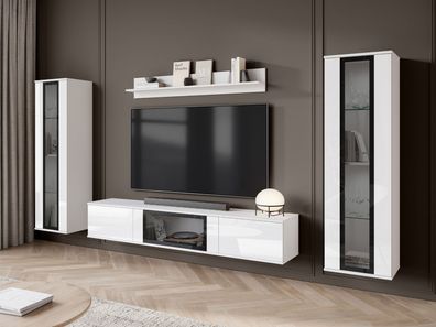 Wohnwand Caro Mediawand Wohnzimmer Wohnzimmer-Set Stilvoll Kollektion Neu