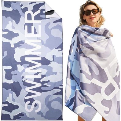 Strandtuch Mikrofaser Camouflage Grau 180x90 Sandabweisend Leicht