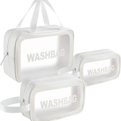 Transparent Kosmetiktasche 3 Stück Wasserdicht Reise Kulturbeutel Set Weiß