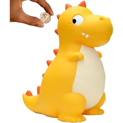 Gelbe Dinosaurier Spardose Kinder PVC Sicher Niedlich Robust Geschenkidee