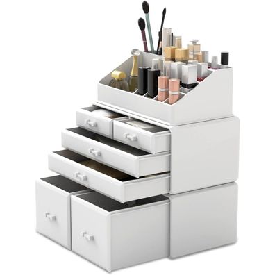 Kosmetik Organizer XL Weiß 6 Schubladen Schminkaufbewahrung Box
