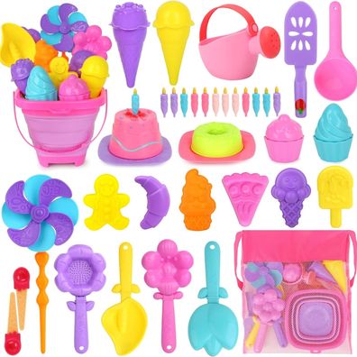 Kinder Sandkasten Spielzeug 46tlg Eisformen Set mit Eimer Schaufeln Strand