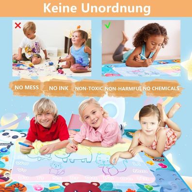 XXL Aqua Magic Doodle Matte 120x90 Tiere Design mit Wasserstiften für Kinder
