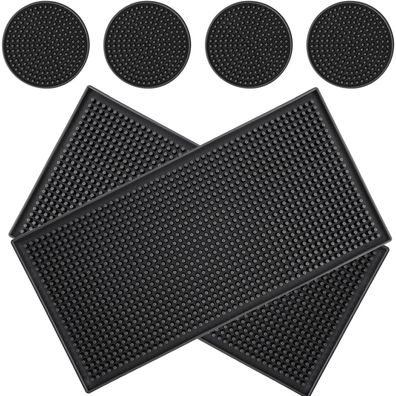 Silikon Barmatte 2 Stück 30x15cm Schwarz Bar Zubehör Anti Rutsch Abtropfmatte