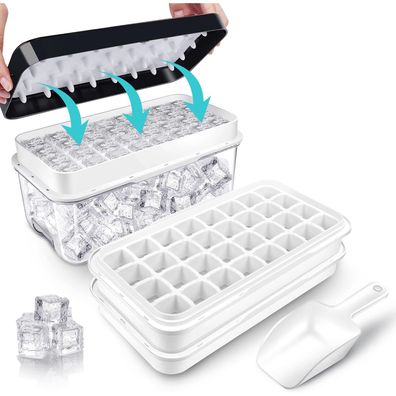 Eiswürfelform Set 64 Eiswürfelbehälter Kühlen von Cocktail Whiskey 2 Schalen