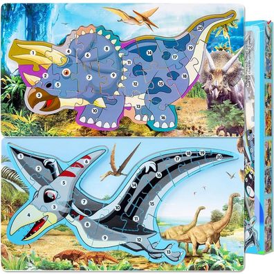 Holz Dino Puzzle Montessori Spielzeug kognitive Förderung Kinder 2-4 Jahre