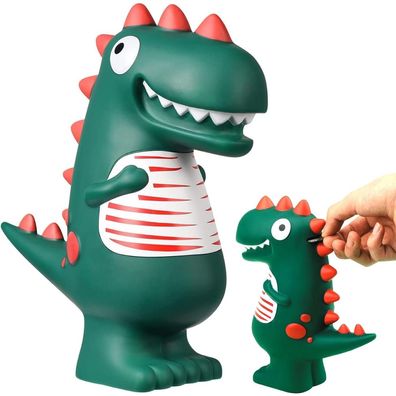 Grün T-Rex Cartoon Sparschwein PVC Kinderzimmer Deko Geldbank Geschenk 3-9 Jahre