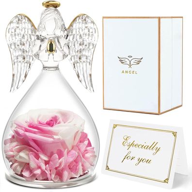 Geschenke für Frauen: Ewige Rose Engel in Glaskuppel für besondere Anlässe