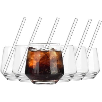 Longdrinkgläser Set Crystal Qualität 410ml Wassergläser Breiter Boden 6er Pack