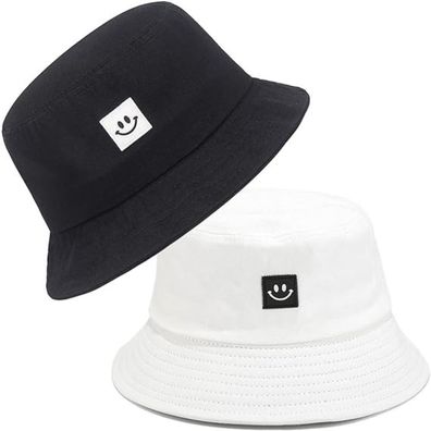 Sonnenhut Damen Herren 2 Stück Fischerhut Baumwolle Bucket Hat Unisex