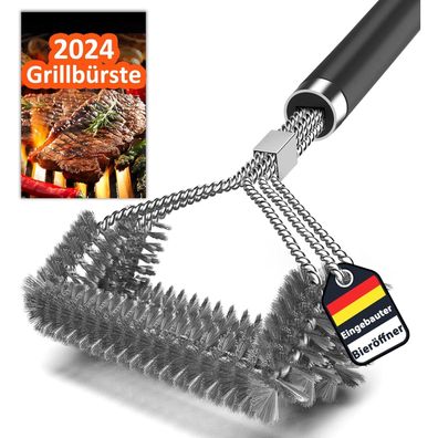 Grillbürste Extra Breit Schaber Flaschenöffner Langstiel Grillreiniger BBQ Tool