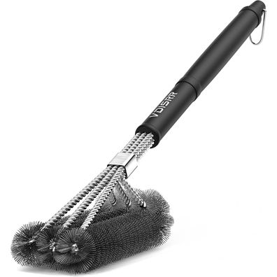 Grillbürste Dreireihigen Edelstahlborsten 45cm Griff für BBQ Gas Holzkohle