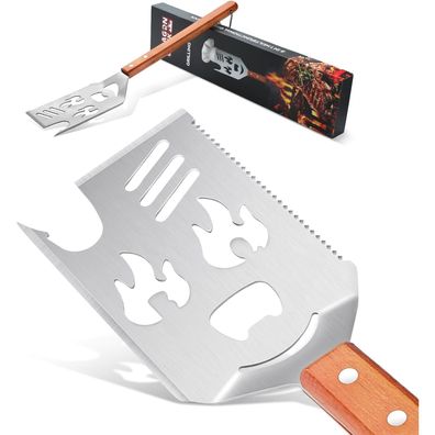 Grill Geschenke für Männer 8 in 1 Grillspachtel Multifunktion Holzgriff