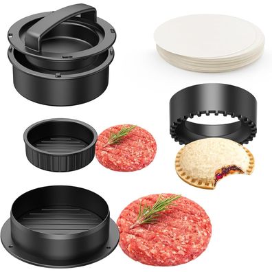 Hamburgerpresse 4 in 1 Patty Maker Slider Burger Sandwichschneider mit Zubehör