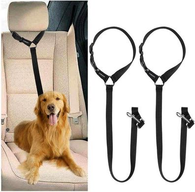 Universal Hunde Sicherheitsgurt Auto Verstellbar Schwarz 2er Pack