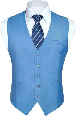 Anzugweste Herren Einfarbige Hochzeit Elegant Business XS-4XL Blau