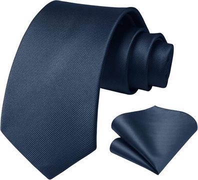 Herren Krawatte Marineblau 3,4 Zoll Hochzeit Set Einstecktuch