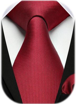 Hisdern Herren Krawatte Hochzeit Rot Plaid Blumen Elegant mit Taschentuch