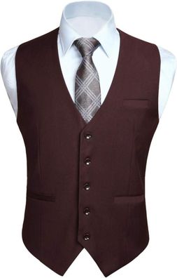 Hisdern Herren Baumwolle Formale Hochzeit Party Weste Braun XS