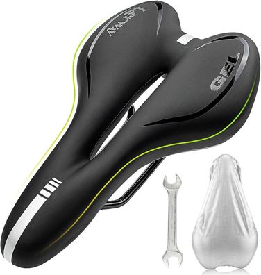 Fahrradsattel MTB schwarz PU-Leder wasserdicht bequem hohl reflektierend