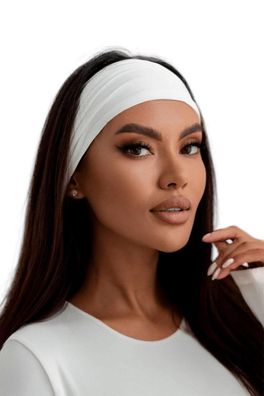 Damen Stirnband breit elastisch Haarband Haarreifen weiss Lycra OEKO TEX