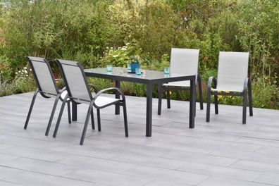 Aurela Set 5tlg., 4 Stapelsessel, 1 Tisch 150 x 90 cm