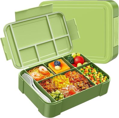 Brotdose Kinder 1300ml Lunchbox Auslaufsicher mit Fächern Grün