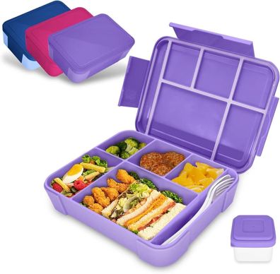 Brotdose Kinder Lunchbox 1300ml mit Fächern Auslaufsicher Bento Box