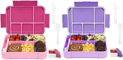 Bugucat Brotdose Kinder Lunchbox Bento Box 1330ML 2er Set Auslaufsicher Rot Grün