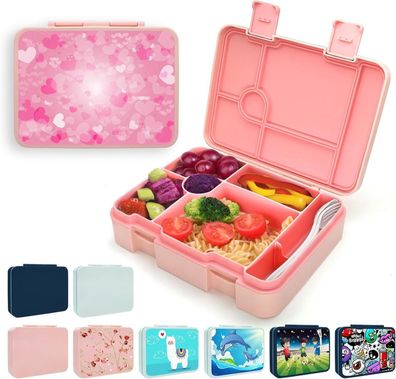 Brotdose Lunchbox Kinder Bento-Box 1300ml Auslaufsicher 5 Fächern Rosa