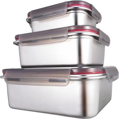 Genicook Edelstahl Frischhaltedosen luftdicht Vorratsdosen 3er Set