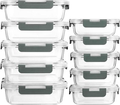 Glas-Frischhaltedosen Set 20tlg. Mikrowellen & Gefrierschrank BPA-frei