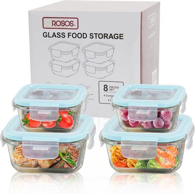 Frischhaltedosen Glas 4er-Pack luftdicht auslaufsicher BPA-frei
