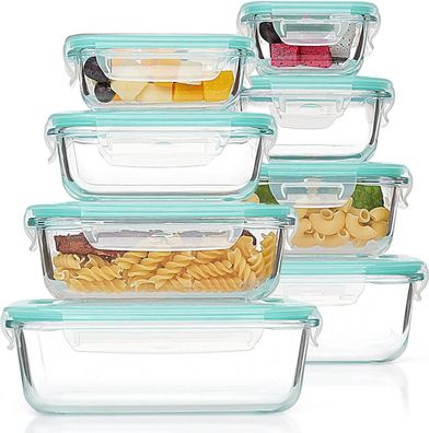 Glasbehälter Frischhaltedosen Meal Prep Boxen Mikrowellen 8er Set