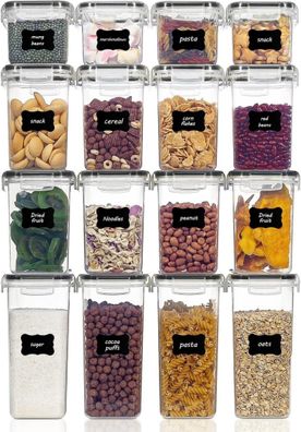 Vtopmart Vorratsdosen Set luftdicht mit 24 Etiketten Schwarz