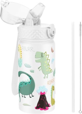 Kinder Trinkflasche 420ml Edelstahl Strohhalm Auslaufsicher Kanteen