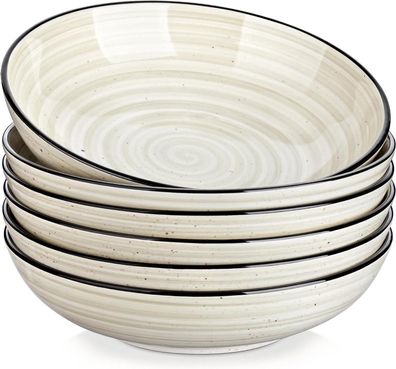 6er Set vancasso Bonbon Suppenteller Steingut 21,7 x 5,5 cm Beige