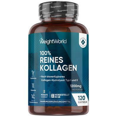 Kollagen Kapseln - 1200mg reines Marine Collagen Typ I und III - 2 Flaschen