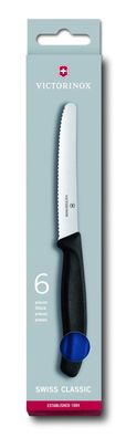 Swiss Classic, Tomaten und Tafelmesser, 6tlg, 11cm, Wellen, blau